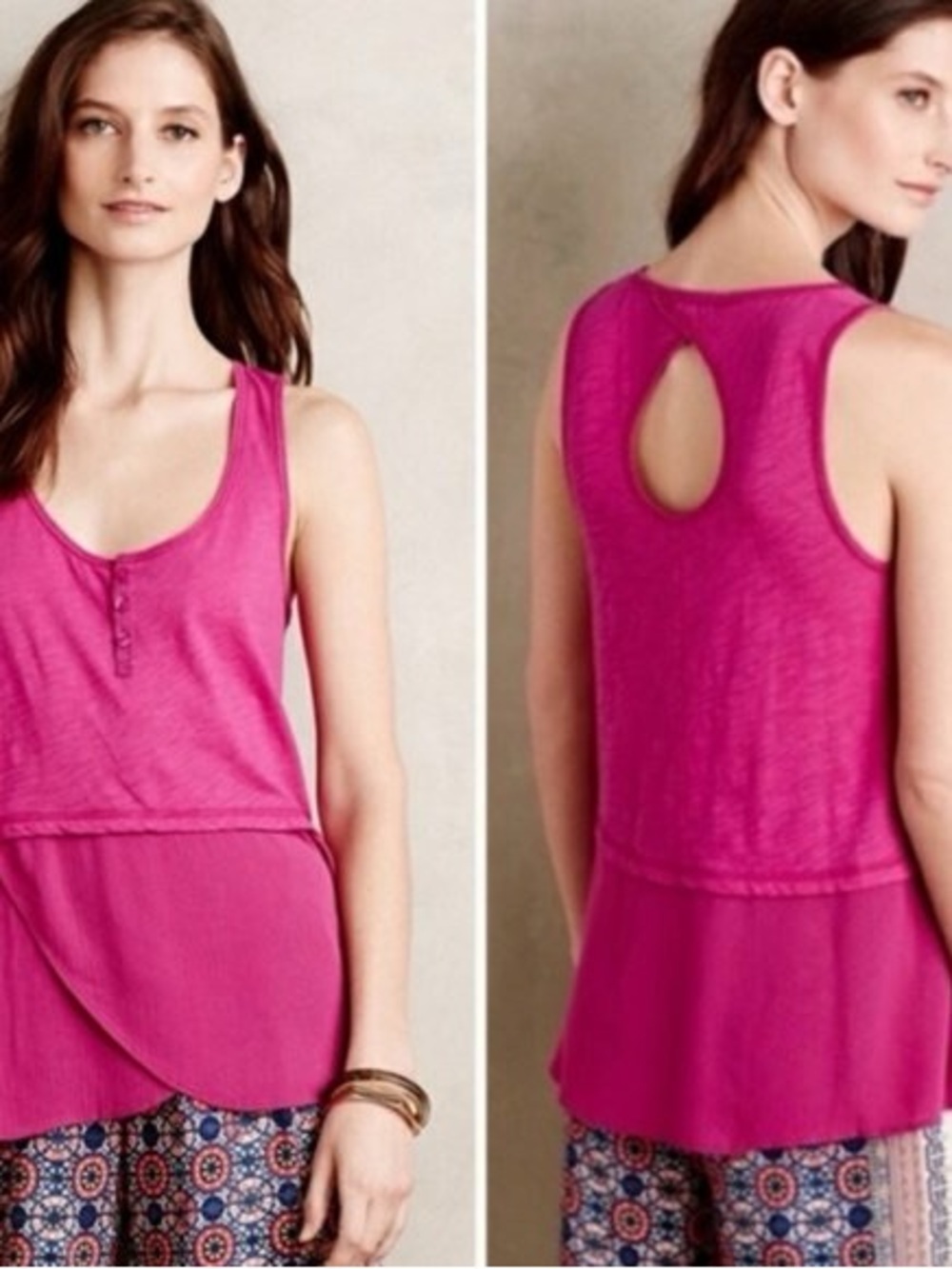 Little Yellow Button for Anthropologie Henley Peplum Tank Size M